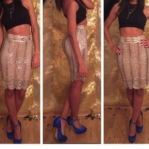 Scalloped sequin skirt